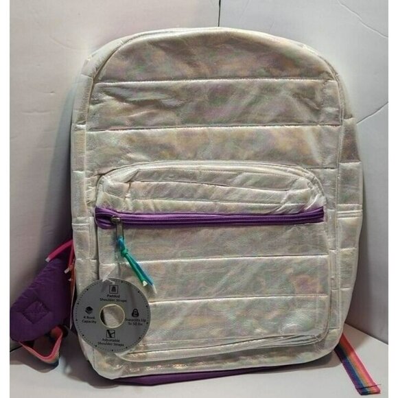 Wonder Nation White Iridescent & Purple Backpack with Rainbow Colored Accents - Picture 2 of 9